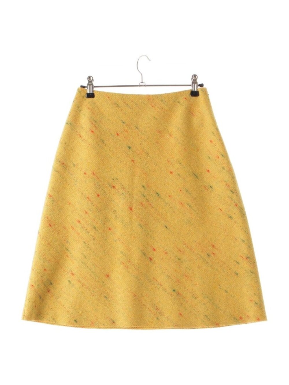 Miu Miu Wool Bias Design Melton Back Logo Midi Skirt Yellow Multicolor 38